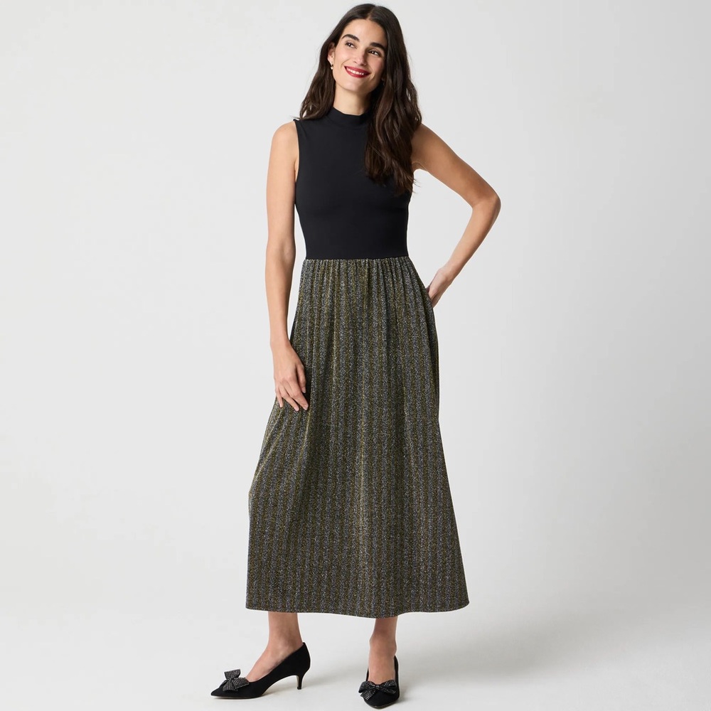 🆕 J. Crew Factory mockneck mixed media sparkle dress